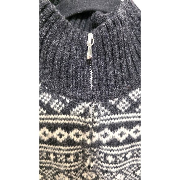 Gap Men's Nordic Pattern Half-Zip Wool Sweater Charcoal Gray & White Size M 100% - Picture 4 of 8